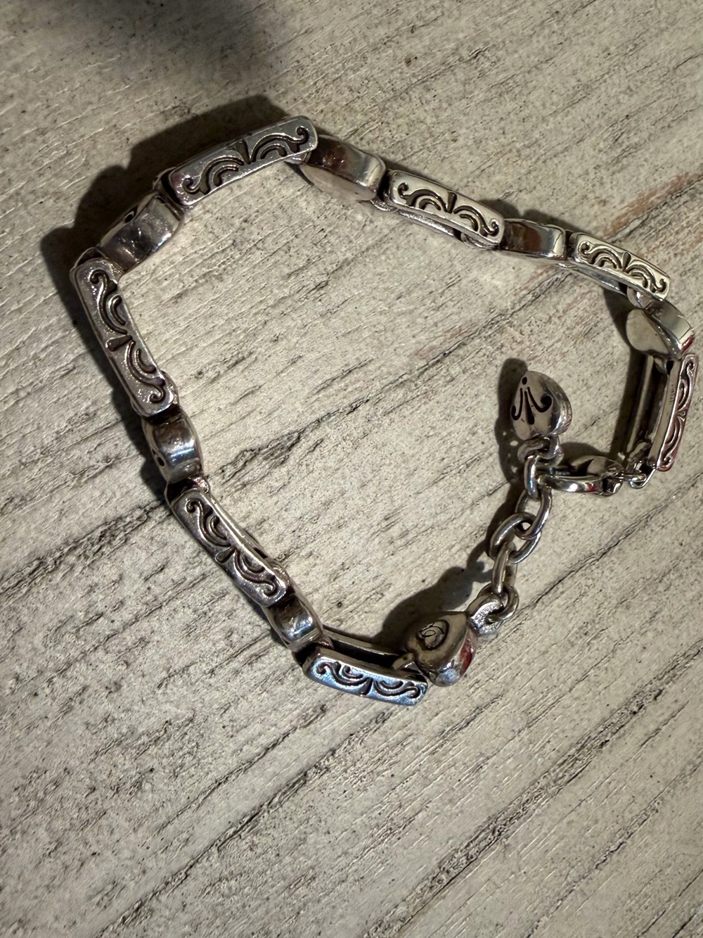 Brighton Silver-Tone Men's Scroll Link Bracelet